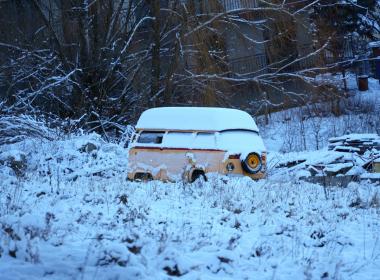 Winter car storage banner